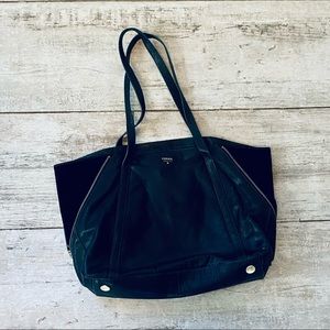 Fossil Black suede and leather bag